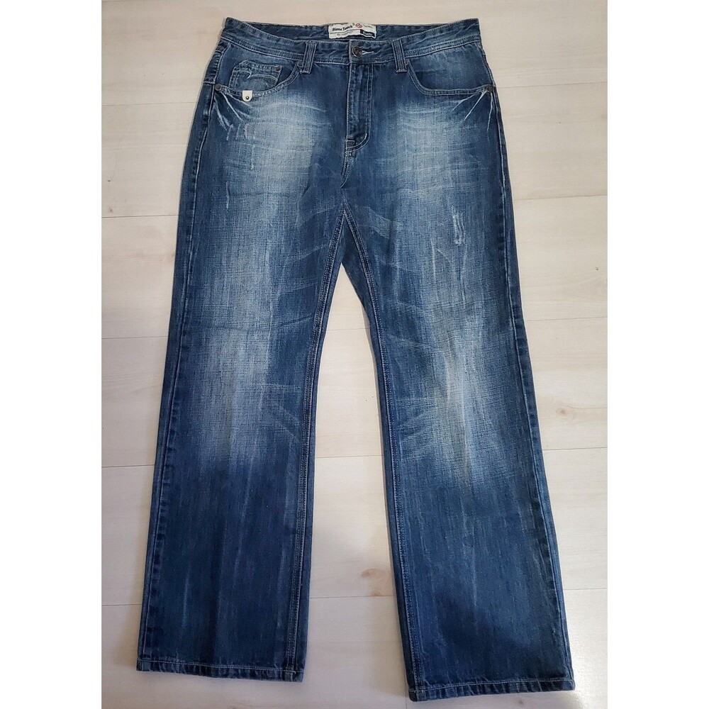 Stone Touch Loose Fit Straight Leg Jeans Men's Size 34M Distressed Y2K Grunge